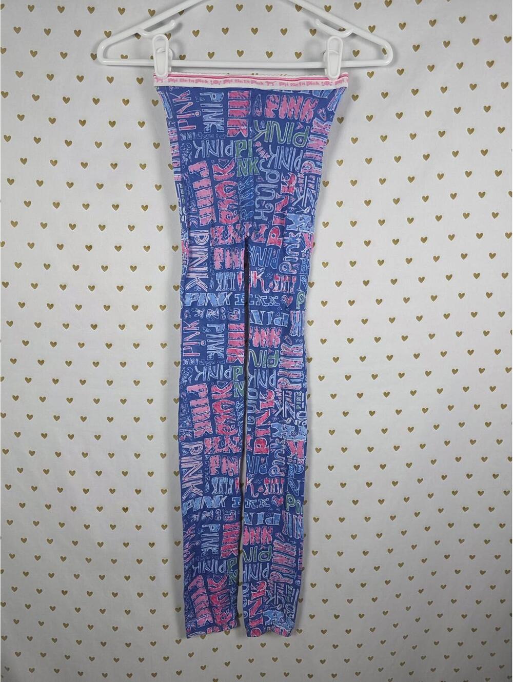 Victorias Secret PINK PHI BETA PINK VINTAGE RARE Logo Tights SMALL
